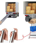 2 Pack Stainless Steel Idler Rollers Heavy Duty Workhorse With Spring Pressed Axle Built Like A Tank For Rock Solid Conveyor Performance Plus Durability in use with cardboard boxes and roller ramp.