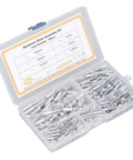 180 Piece Blind Rivet Flange Kit With Six Sizes Aluminum Alloy Rivets For Soft Materials in handy storage box