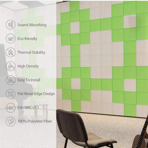 12 Pack Square Acoustic Foam Panels Self Adhesive Sound Dampening Wall Tiles For Home Studio Or Apartment Easy Peel Stick And Dead Quiet Setup High Performance on wall