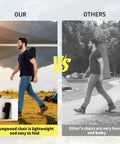 Comparison of lightweight Portable Camping Chair With Adjustable Shade Canopy and bulky other chair.