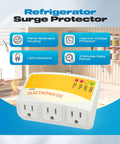 Fridge Surge Protector With Three Outlets For Fridge, TV, And ACs, 120V 12A, 1440W, Delay Start Function, Brownout Guard, 1 Pack