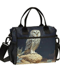 Owl Desert Landscape Insulated Lunch Bag For Women Large Leakproof Portable Cooler with owl design and detachable strap