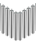 10 Pcs Galvanized Steel Conveyor Rollers Set, 16 Inch Length, 2 Inch Diameter, displayed in a V formation for heavy goods handling