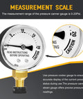 Front view of a 0-20 psi pressure canner steam gauge with brass threaded adapter; replacement gauge for Presto cookers.