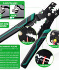 Pro Grade Car Wiring Terminal Kit With Crimping Pliers showing lock design and non-slip handle features