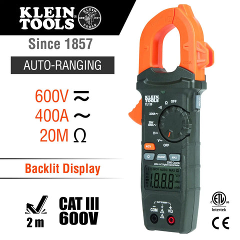 Digital Clamp Meter With Auto-Ranging 400 Amp AC, Measures AC/DC Voltage, Resistance And Continuity with Non-Contact Voltage Tester