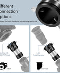 2X Barlow Lens Upgrade For 1.25 Inch Eyepieces with M42 Thread, CNC metal body showing camera and eyepiece connection options.