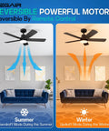 42 Inch White Ceiling Fan With Integrated Led Light And Smart Remote Dead Quiet Dc Motor Reversible Blades in summer and winter modes