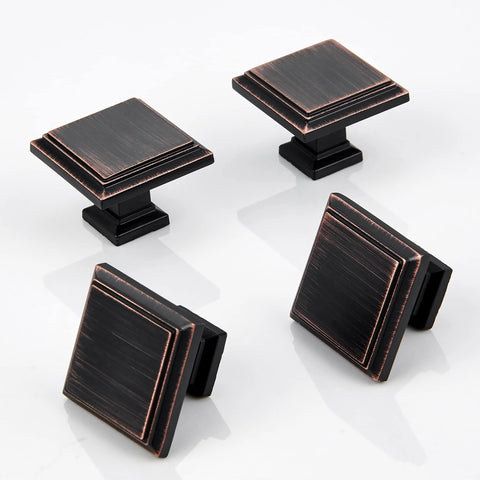 Oil Rubbed Bronze Square Cabinet Knobs Set Of 10 1.3 Inch Drawer Pulls For Cabinets And Furniture Vintage Yet Modern Hardware
