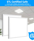 4 Pack 2x2 Ft LED Troffer Flat Panel Light 45W, 5800 Lumens, 5000K White, 0-10V Dimmable, ETL Listed in drop ceiling