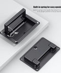 Heavy Duty Zinc Alloy Recessed Flush Pull Handle With Slick Matte Black Finish For Cabinets Drawers And Toolboxes Measuring 4.35 X 2.72 Inches built-in spring mechanism for easy opening.