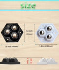 Size comparison of black and white Eight Pack Countertop Appliance Sliders With Self Adhesive Rollers For Coffee Makers Air Fryers Stand Mixers And Blenders 360 Degree Rotating Mini Sticky Wheels With Stainless Steel Balls Black.