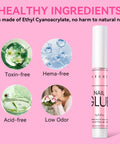 Fast Air Dry Nail Glue For Press On Nails 5-10 Seconds No UV Lamp Needed Hema-Free Strong Bond with healthy ingredients chart