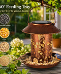 Solar Hummingbird Feeder Lantern Outdoor Garden Decor Waterproof Hanging Light Powered By Sun With 3 Water Cups And Two Pound Capacity Ideal Gift For Women Moms Birthdays Patio Yard, showing a bird feeder on a patio.