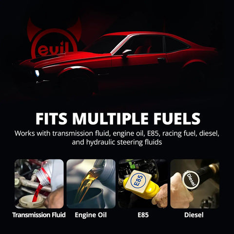 Evil Energy PTFE An10 Transmission Line Fits 2001 To 2005 Gm Duramax 6.6L Lb7 And Lilly Cooler Hose For High Temp Heavy Duty Swapping And Turbo Diesel Performance Upgrades with multiple fuel types displayed.
