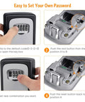 Instructions for setting combination on Wall Mounted Key Lock Box 4 Digit Combination Safe For Outdoor Use Built Tough With Zinc Alloy.