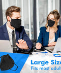 Professionals wearing KN95 Black Face Mask 50 Pack With 5 Layer Filtration Over 95 Percent Efficiency in office setting