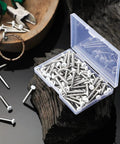 Built Tough Number 8 Pan Head Screws Self Tapping Stainless Steel Assorted Fastener Kit 100 Piece Set in a clear box.