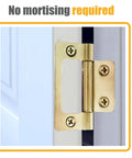 Premium Bifold Closet Door Hardware Kit With Solid One Piece 36 Inch Track Bracket Pivot Rollers And Guide Wheel That Runs Like A Champ For Zero Hassle Closet Upgrades And Quiet Daily Sliding, close-up of gold hinge.
