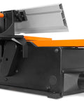 Heavy Duty 6 Inch Benchtop Jointer With 10 Amp Motor And Spiral Cutterhead showing adjustable fence and motor housing.