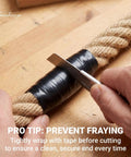 Cutting 1 Inch By 100 Foot Hemp Rope Heavy Duty 4 Strand Twisted Twine For Deck Railing Landscaping Tug Of War Dock Decor And Gardening With Natural Brown Finish 900 Lbs Break Strength.