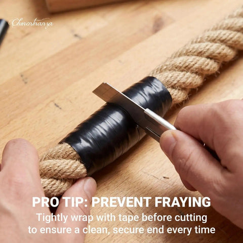 Cutting 1 Inch By 100 Foot Hemp Rope Heavy Duty 4 Strand Twisted Twine For Deck Railing Landscaping Tug Of War Dock Decor And Gardening With Natural Brown Finish 900 Lbs Break Strength.