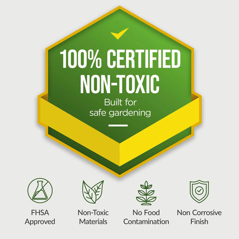 100% Certified Non-Toxic badge for Outdoor Metal Raised Garden Bed 8 By 4 By 2 Ft Deep Root Planter For Vegetables Herbs And Flowers 478 Gallon Capacity Non Toxic Materials Heavy Duty Black