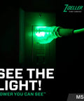Mighty-Mate Submersible Sump Pump 1/3 Hp With Auto Float Switch, green light plug in dark showing readiness for heavy-duty use