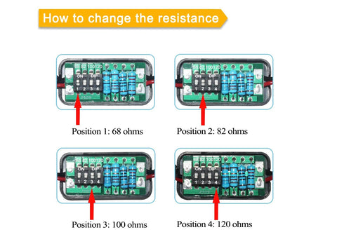 Diagram showing resistance settings on Honda VCM Muzzler Harness Disable Kit With VCM Replacement for Acura 2013 and up models.