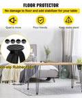 Beefy Heavy Duty Hairpin Table Legs 24 Inch Black Set Of 4 Carbon Steel With Three Rods For Desks Benches Tables And Chairs 880 Pounds Total Load Capacity DIY Furniture Support, non-slip rubber feet