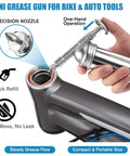 Compact Mini Grease Gun Kit With High Performance Bicycle Grease For Precise Lubrication And Lube Of Chains Pedals Bearings And More Nozzle Included Leak Free Seal 100g 3oz Cartridges Ideal Bike Maintenance On The Go in use on bicycle headset