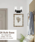 Interior view with E26 bulb base, Three Light Vanity Fixture With Hammered Glass Shades In Brushed Brass For Bathroom Over Mirror