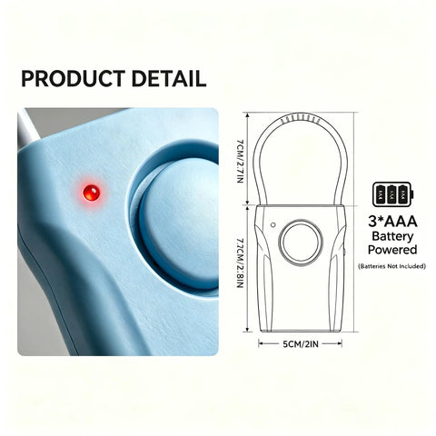 Two Pack Door Handle Alarm With Vibration Sensor, 120dB Siren, Alerts Up To 650 Feet, Easy Install On Any Door, Choose Off, Alarm, Or Doorbell Mode, Deters Intruders And Lets You Monitor Kids Or Patients, 5x7cm, 3 AAA battery powered