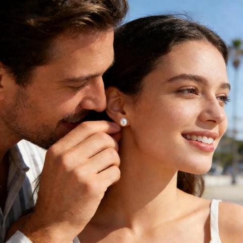 12 Pairs Pearl Stud Earrings For Women Set In White Simulated Pearls In Four Sizes Simple Chic Jewelry For Everyday Wear Lightweight Comfort Perfect Gift Timeless Classic, worn on ear