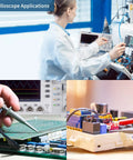 Technician using 100MHz Four Channel Digital Storage Oscilloscope With 7 Inch LCD 1G Samples Per Second in lab