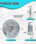 Beefed Up Heavy Duty Garage Door Extension Spring Replacement Kit with 3-inch pulley, nuts, and clevis fork sizing details.