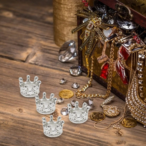 50 Piece King Crown Charms 3D Mini Alloy Beads surrounding a treasure box for DIY Jewelry Making Vintage Style Spacer Charms