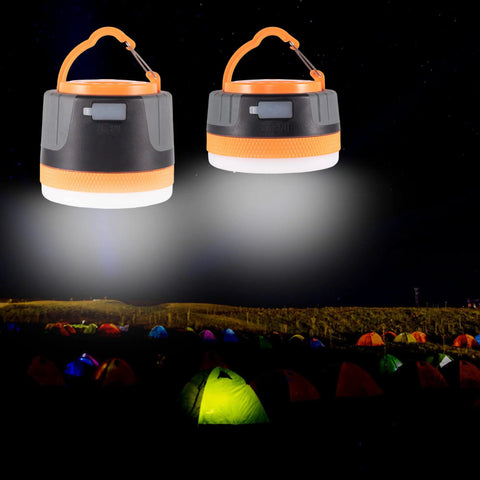 LED Camping Lantern With Magnetic Base, Rechargeable 2200 mAh Battery, Portable Medium Orange 1 Pack illuminating campsite.
