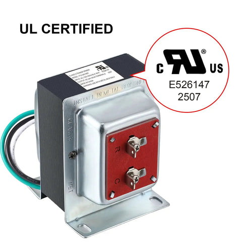 Doorbell Transformer 24V 40VA For Ring Doorbell, UL Listed Wired Kit with certification label, 120V 60Hz Input