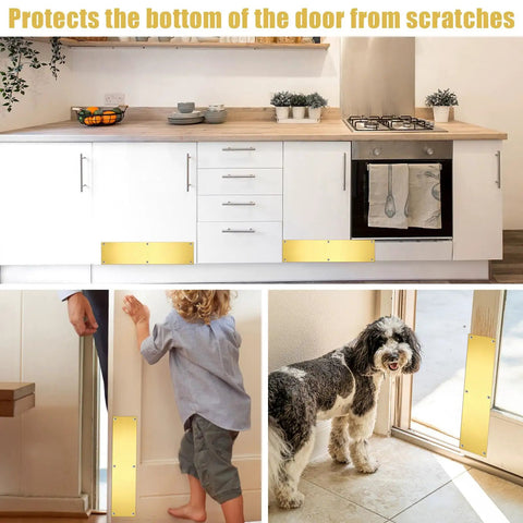 Premium Gold Stainless Steel Door Push Plate 16X4 Inch Kick Guard With Hardware Interior Exterior Brushed Metal Finish Scratch Resistant And Built Tough