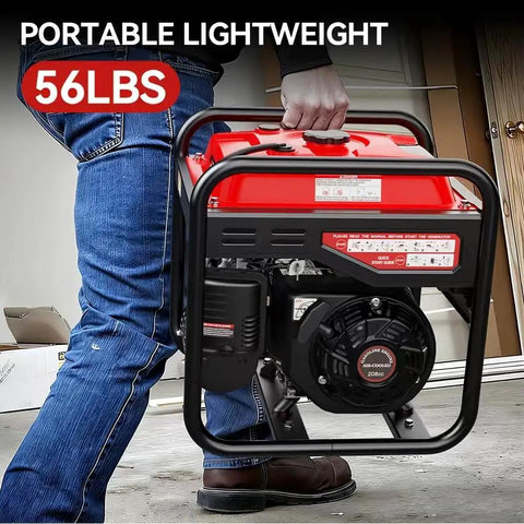Person carrying Beefy 4000W Portable Inverter Generator For Camping RV Tailgating And Home Backup Power 208CC EPA