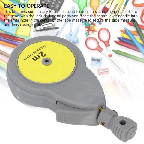 Heavy Duty Rotating Beam Compass With Retractable Tape Measure And Fifty Pencil Refills For No Sweat Pro Shop Layouts And Dead Nuts Dual Scale Accuracy with 2m tape measure in gray.