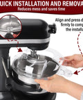 Full Wrap-Around Pouring Shield For Stand Mixers 6-7 Qt, Stainless Steel Splatter Guard installation process shown