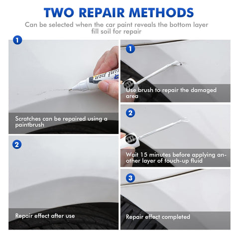 Instructions for using Celestite Gray Metallic Touch Up Paint For Toyota Corolla Scratches DIY Car Repair Kit with brush and pen