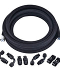 6AN PTFE Fuel Line Kit For E85 Racing, AN6 Fuel Hose 10 Ft Black, connectors, durable high pressure hose, installation components