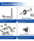 Heavy Duty 6-32 Phillips Pan Head Machine Screw Kit Featuring Three Hundred Seventy Top Shelf 304 Stainless Steel Fasteners with deep threads and smooth surfaces.