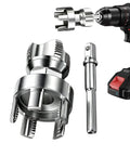 Heavy Duty Pipe Threader Kit Built With Tough Alloy Teeth For No Sweat PPR Chamfering And Deburring Anti Jam Plumbing Tool That Cuts Threads Like Fresh Butter, showcasing drill attachment and sturdy metal design.