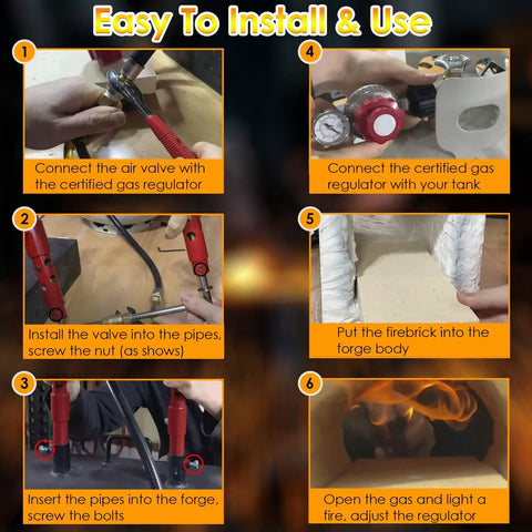 Step-by-step installation of Beefy Portable Propane Forge With Double Burner 2300F Max Heat Large Square Capacity for blacksmithing