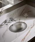 Bachata Stainless Steel 20 Inch Oval Lavatory Sink With Overflow Drop In Or Undermount Design Satin Finish in elegant bathroom