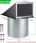 12 Inch Wall Vent Hood Exhaust Cap For Dryer Vent Cover With Screen And Damper Exterior Hooded Wall Vent For HVAC Ducts